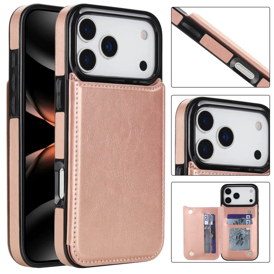 Brieftasche mit Kartenhalter aus PU-Leder für Apple iPhone 17 Air 16 Pro Max 15 14 13 12 11 8 7 6 in Rot - Bild 2