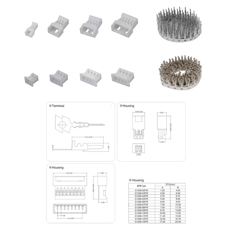 JST 1,25 Stecker Set mit 40 Sätzen männlich und weiblich in Weiß, Antennen-Docking-Kit mit 2/3/4/5 Pin Terminals und Drahtanschlüssen - Bild 3