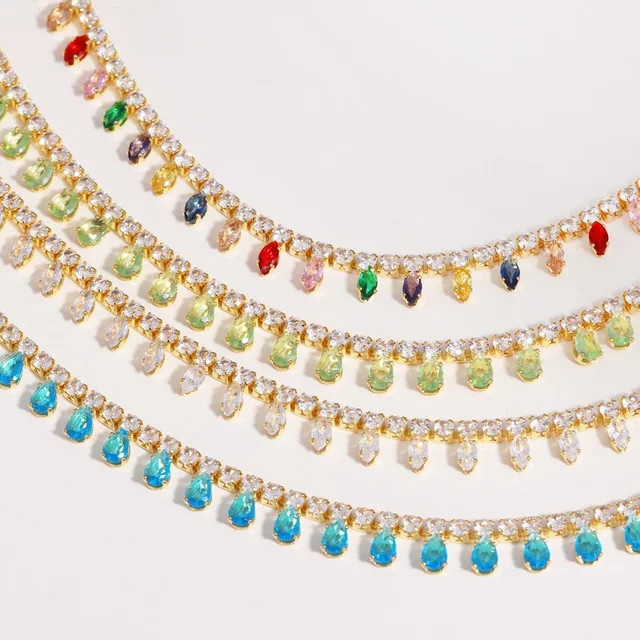 YUYAN Halskette, Blumen, Zirkonia, Gold, Damen - Bild 1