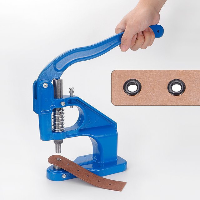 QJH Aluminium Handpressmaschinen-Set mit Nietformen und Doppelkappe für DIY-Lederhandwerk inklusive Locher-Ösenwerkzeug - Bild 1