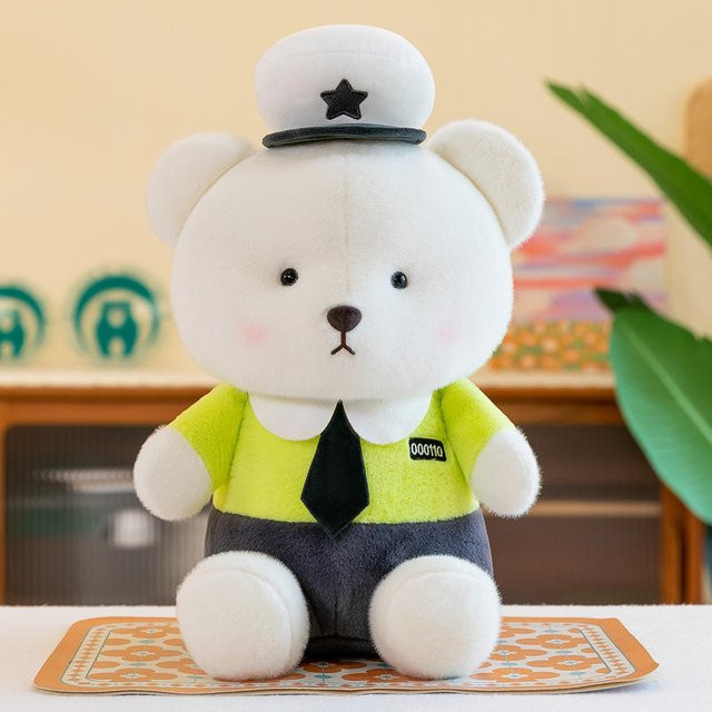 Polizei Verkehrspolizei Bär Plüschtier Puppe 35cm - Bild 1