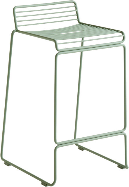 HAY Hee Bar Stool aus pulverbeschichtetem Metalldraht in Grün - Bild 1