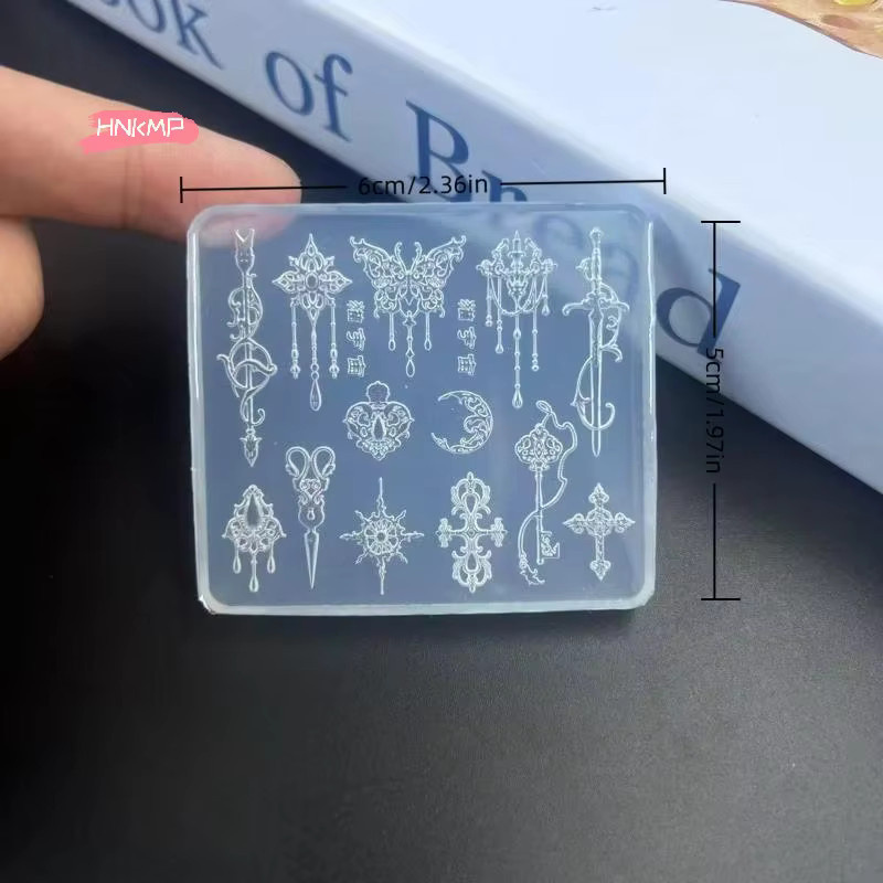 Silikonform für Nail Art, Transparent, 3D Relief Blume und Fliege - Bild 3