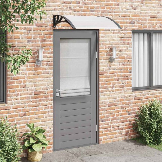 vidaXL Türvordach aus Polycarbonat und Aluminium, Schwarz und Transparent, B: 100 cm, T: 75 cm - Bild 1
