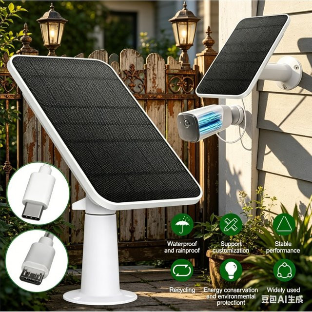 Eufy Solarpanel-Set 4W mit 3m Ladekabel für EufyCam 2, 2 Pro, 2C und 2C Pro sowie Wandhalterung - Bild 1