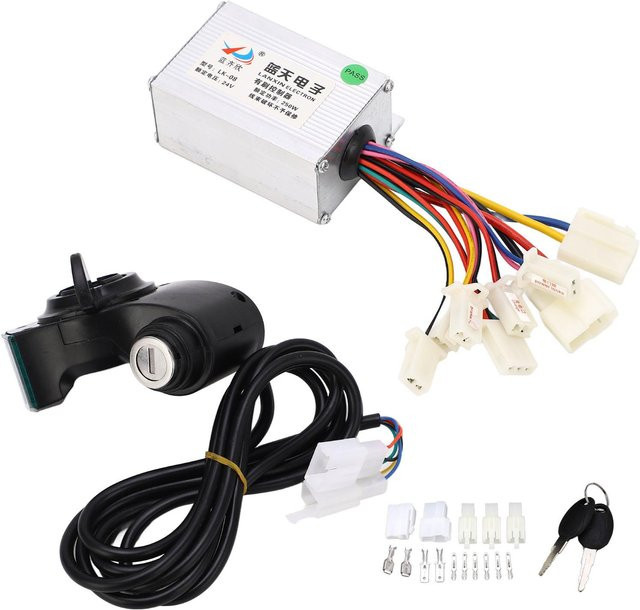 Shoemst Bürstenmotor Controller Kit für Elektrofahrrad Umbau mit digitaler Leistungsanzeige und Daumengashebel in Weiß - Bild 1