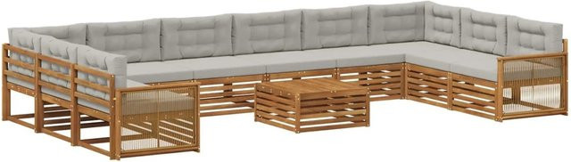 vidaXL Sofagarnitur aus Massivholz Akazie mit 11 Kissen und Latten-Design - Bild 1