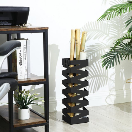 Schirmständer SONGMICS mit Wasserauffangschale und Haken, Schwarz, Höhe: 49 cm
