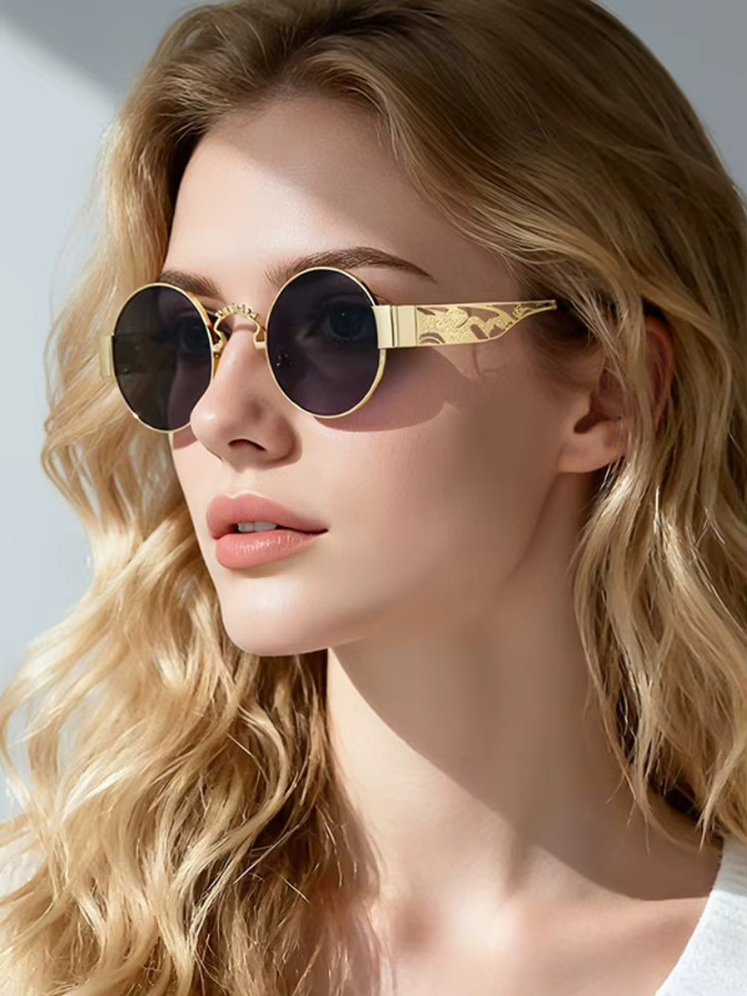 ZUIDID Korrektionsbrille, rund, Metall, Vollrand, gold - Bild 3