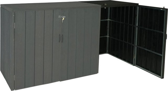 Proregal XL Mülltonnenverkleidung Erweiterung aus WPC und verzinktem Stahl in Anthrazit, H x B x T: 117 x 79 x 105 cm - Bild 1