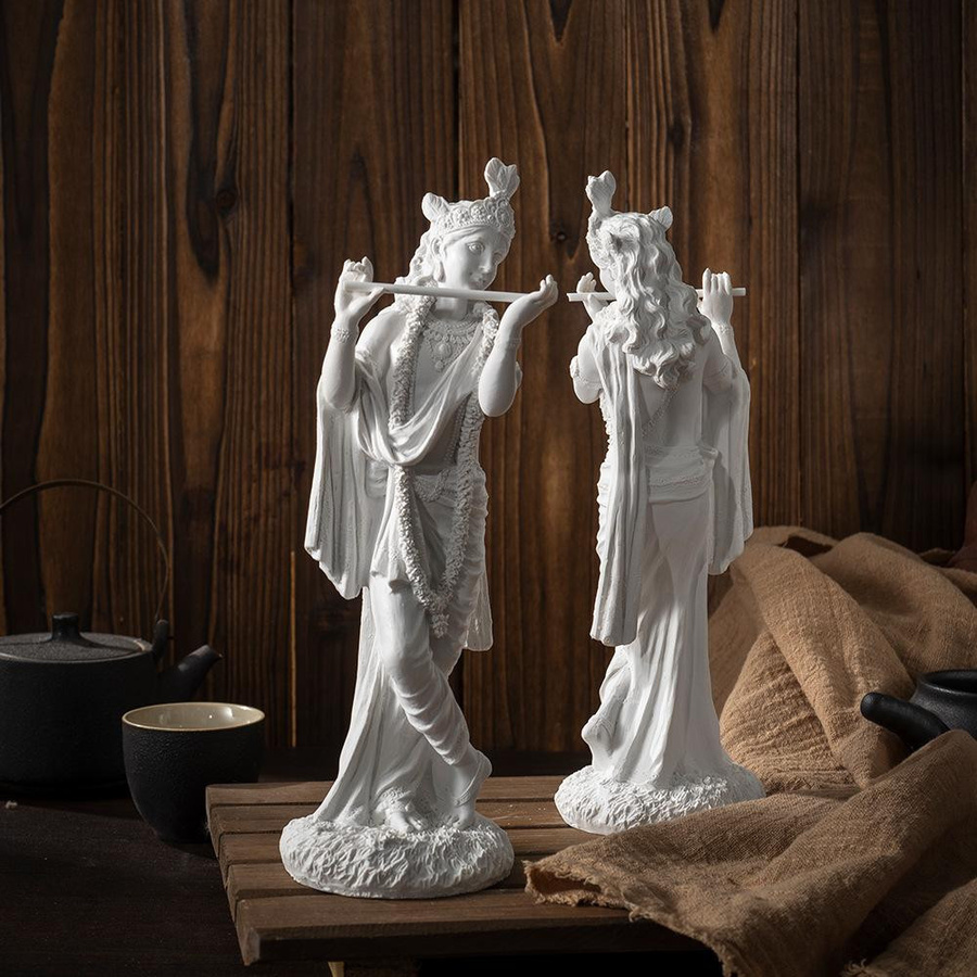 Yiran Furniture Krishna und Buddha Statue aus Harz als dekoratives Ornament für dein Heim oder Büro - Bild 2