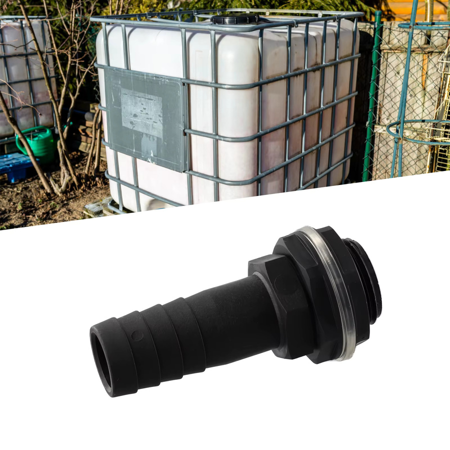 1-Zoll-Überlaufanschluss für Wasserhahn und Tank inklusive Mutter und Unterlegscheibe in Schwarz - Bild 3