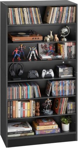 VEVOR DVD-Regal mit 7 Fächern, Medienregal für CDs, DVDs, Bücher und Spiele, Schwarz, B/T/H: 70 x 30 x 140 cm - Bild 1