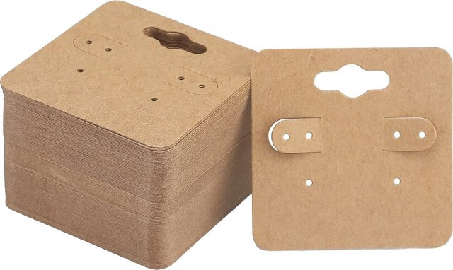 50 Stück Ohrring-Display-Halter aus braunem Kraftpapier, Maße: 5 x 5 cm - Bild 1
