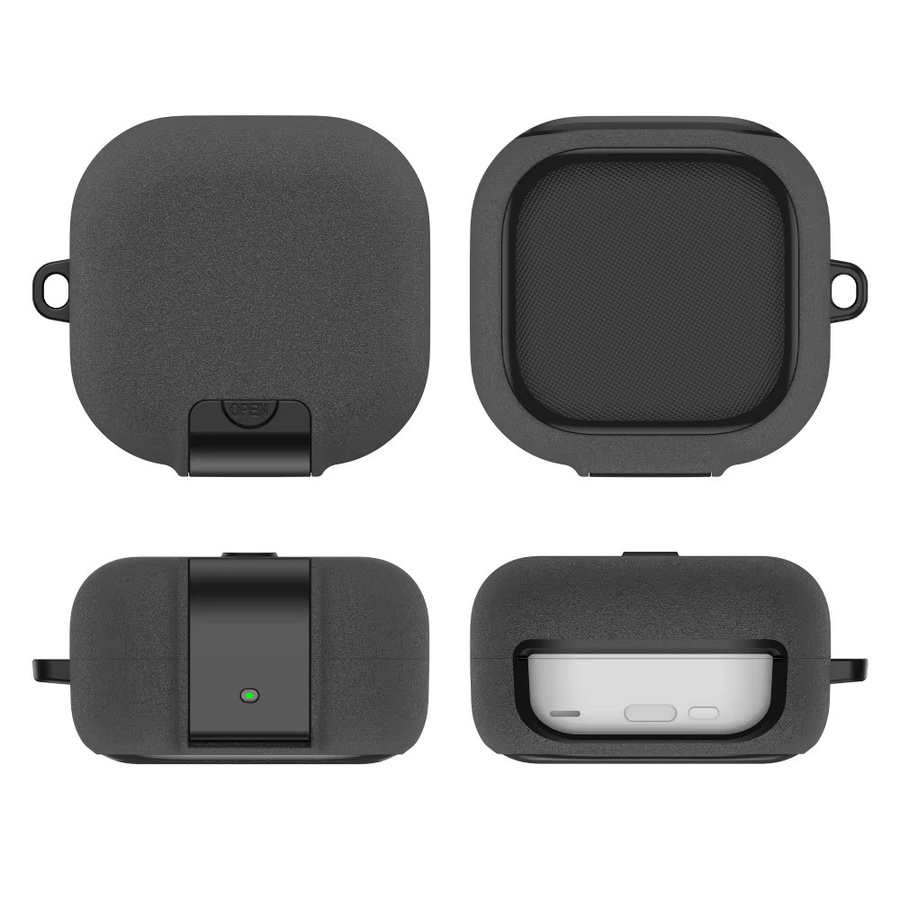 Stoßfeste Schutzhülle für Samsung Galaxy Buds 4 Pro mit integriertem Telefonständer und Anti-Staub-Abdeckung in Schwarz - Bild 3