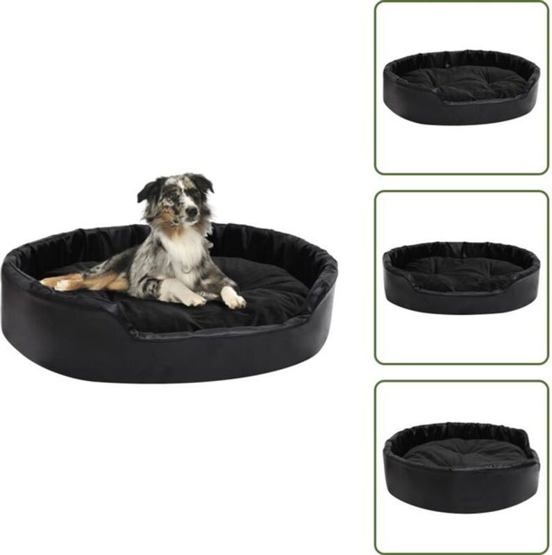 VIDAXL Hundebett in Schwarz aus Plüsch und Kunstleder, B/T/H: 90 x 79 x 20 cm - Bild 1