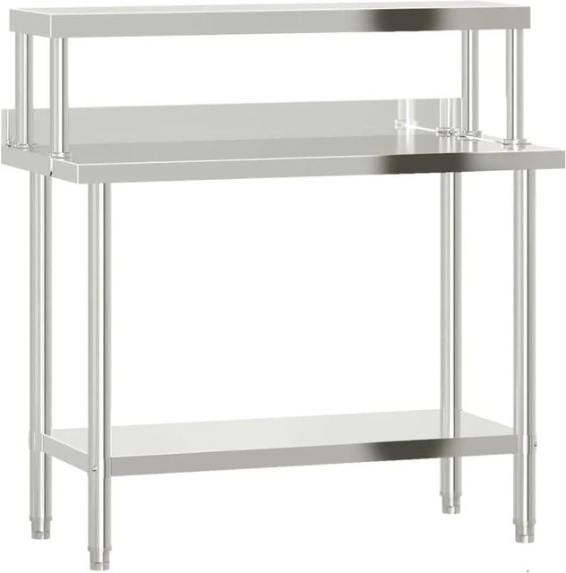 DELUKE Edelstahl Arbeitstisch SASO mit Aufsatzboard und Aufkantung, Farbe Silber, B/T/H: 110 x 55 x 120 cm - Bild 1