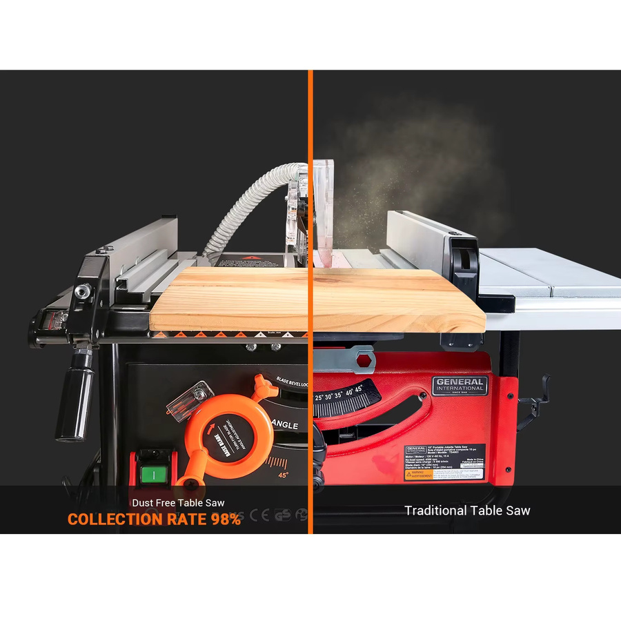DOVAMAN Tischkreissäge mit 2000 W, 216 mm Sägeblatt, ausziehbarem Tisch und 60 mm Schnitttiefe für Gehrungsschnitte von 0–45 Grad - Bild 4