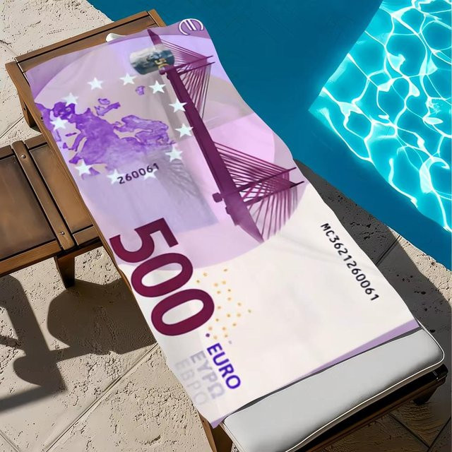 Strandtuch mit 500 Euro Gelddruck Design in Multicolour, schnelltrocknend und weich, B/H: 50 x 100 cm - Bild 1