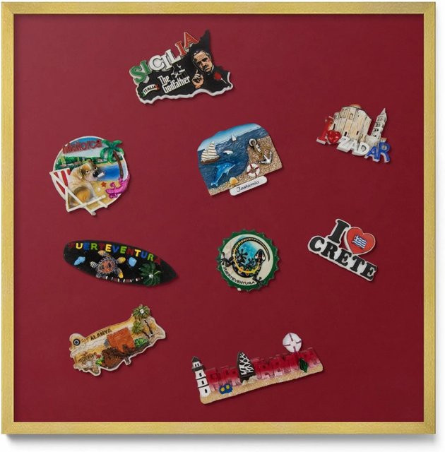 Tulup Magnettafel Magnetboard in Burgunderrot mit Goldrahmen, B/H: 50 x 50 cm - Bild 1