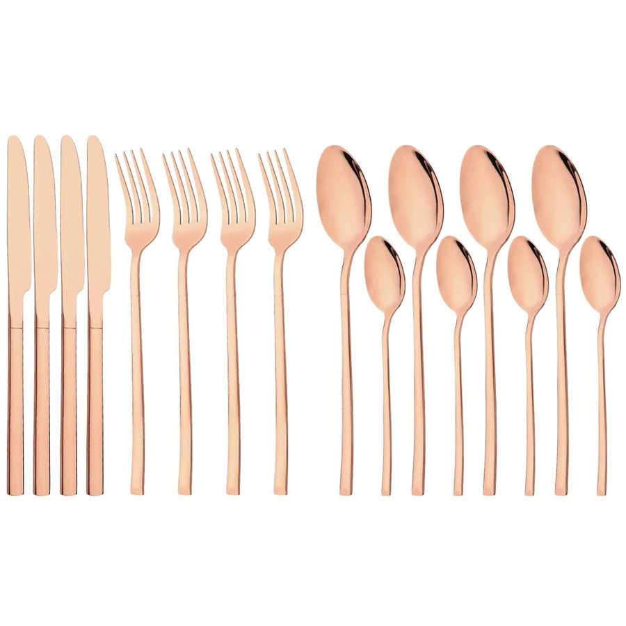 PINKTEN Besteckset aus Edelstahl in Rose Gold, 16-teiliges Set mit Messern, Gabeln, Esslöffeln und Teelöffeln - Bild 2
