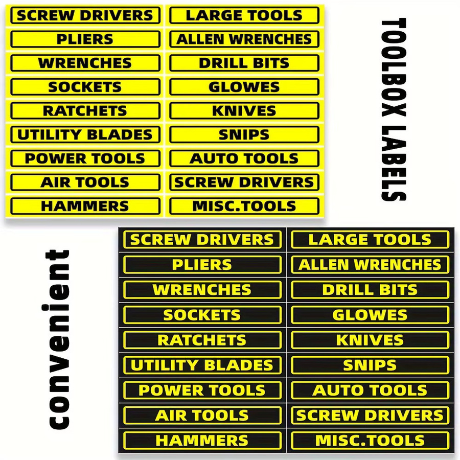 18 Stück Universal Toolbox Set Etiketten für Motorrad Werkzeugkasten, wasserdichte Organizer Aufkleber in Schwarz - Bild 2