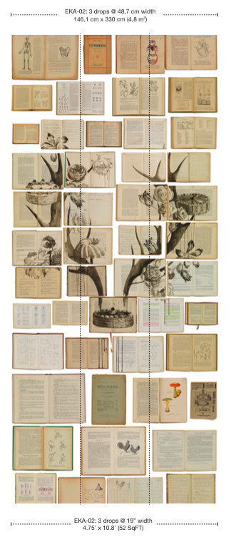NLXL Wallpaper EKA-02 Bibliotheca Wandtattoo Mural in Beige mit Vintage Typography Design aus Non-Woven Material - Bild 3