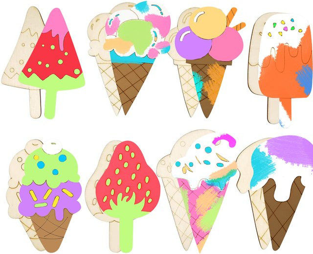 Holz-Eiscreme-Geschenke, DIY-Malerei, 10-teiliges Set - Bild 1