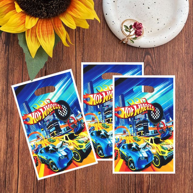 20 Stück Party-Geschenktüten mit Auto-Motiv in Blau aus Papier für Geburtstage und Veranstaltungen - Bild 1