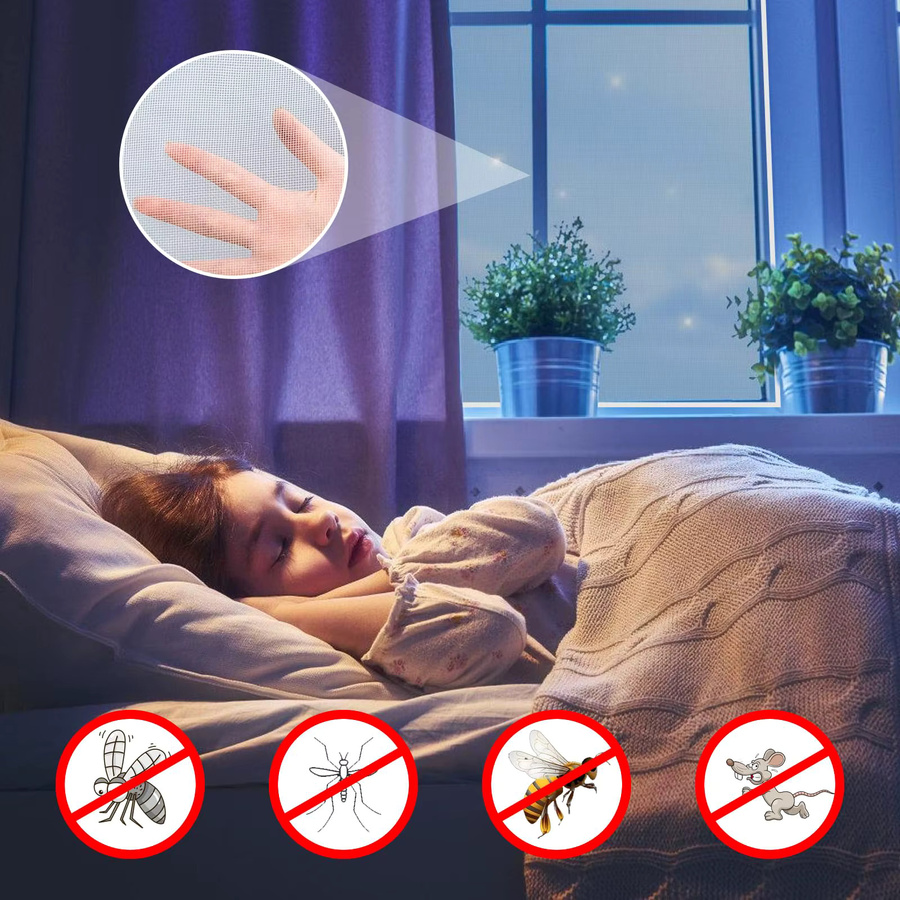 AWECOZEZQ Insektenschutznetz für Tür und Fenster in Grau, DIY Insektennetz für Sommer und Indoor - Bild 2