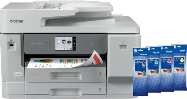 Brother MFC-J6975DW Inkjet-Multifunktionsgerät in Weiß und Grau inklusive einem Satz XL-Reservepatronen mit Drucken, Scannen, Kopieren und Faxen sowie Wi-Fi - Bild 1