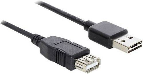 Delock USB 2.0 Verlängerungskabel USB-A auf USB-A, Schwarz, Länge: 1,00 m - Bild 1