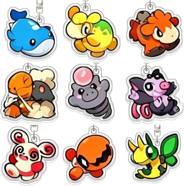 Keeppley Pokémon Wailmer Politoed Darumaka Torkoal Emolga Treecko Spoink, Acryl Schlüsselanhänger, handgefertigt - Bild 1