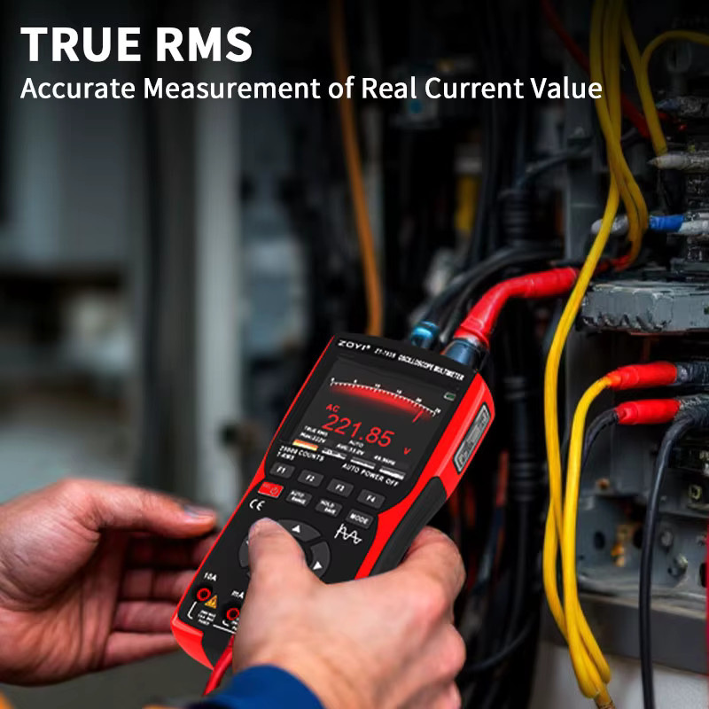 ZOYI 703S 3-in-1 Handoszilloskop in Rot: Automotive Dual-Kanal 50MHz mit 280MS Digitalmultimeter und Signalgenerator-Tester - Bild 5