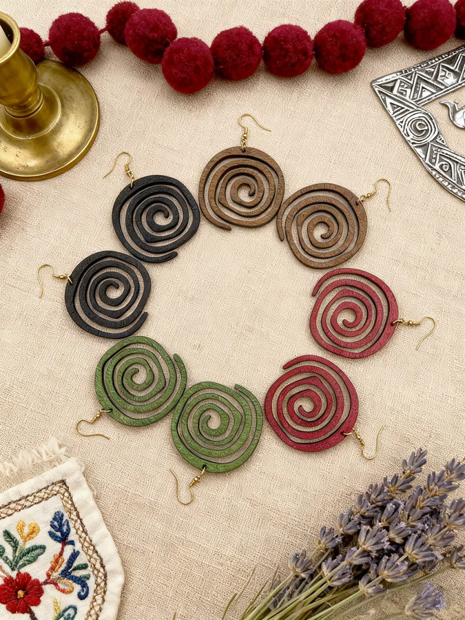 YULUCH Ohrringe, geometrisch, rund, hohl, asymmetrisch, spiralförmig, Damen - Bild 3