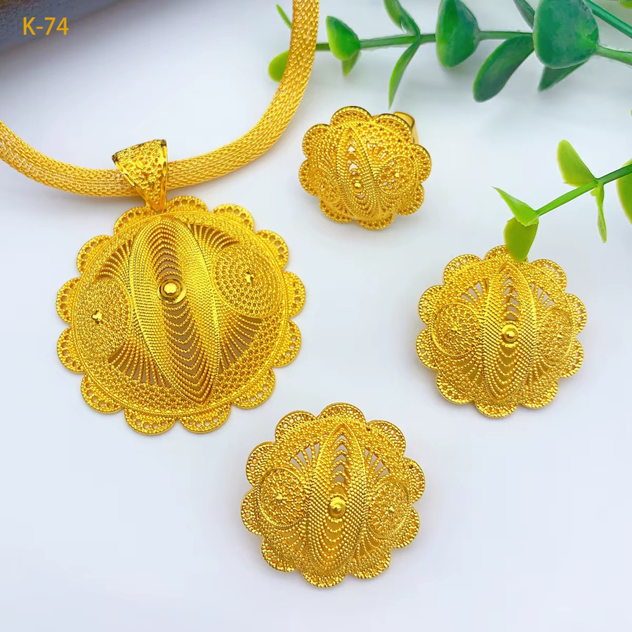 XUHUANG Schmuck-Set, Gold, Damen, Halskette und Ohrringe - Bild 2