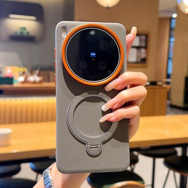 Magnetische Schutzhülle für Vivo X300s und Vivo X300 Ultra mit drehbarem Metall-Fingerring-Ständer aus TPU und PC in Schwarz, Weiß oder Grau - Bild 1