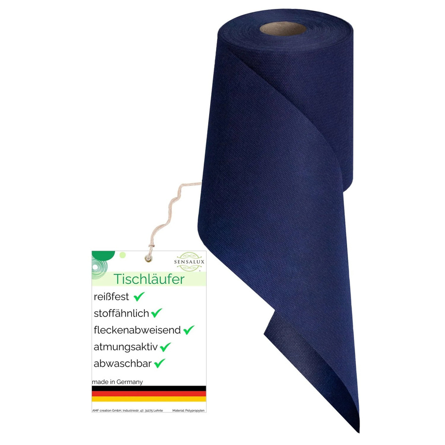 Sensalux Vlies-Tischläufer Dunkelblau, wasserabweisend und waschbar, Breite: 15 cm, Länge: 25 m - Bild 2