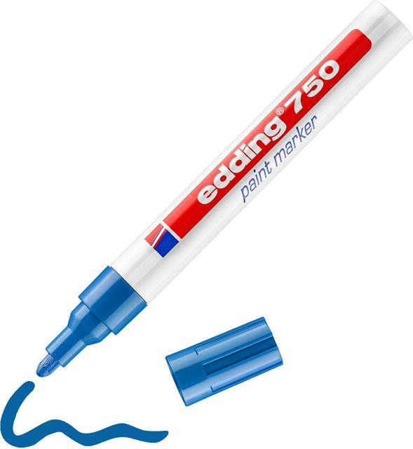 Edding 750 Lackmarker Permanent Blau mit Bullet-Spitze für Metall und Kunststoff - Bild 4