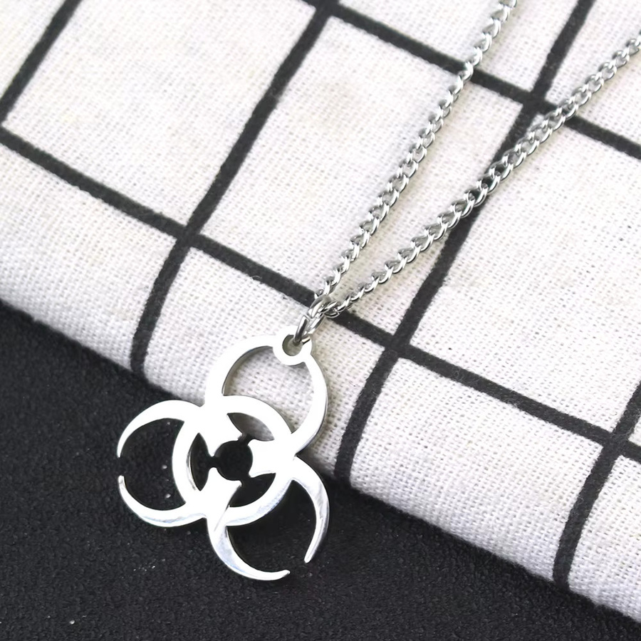 YiYuYiHua Anhänger-Halskette, Edelstahl, Silber, Unisex - Bild 3