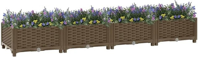 Hochbeet furnicato aus Polypropylen in Braun, B/T/H: 160 x 40 x 23 cm - Bild 1