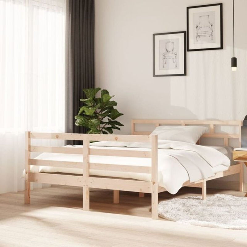 Massivholzbett Vidaxl aus Kiefer in Braun, Modernes Skandinavisches Design, B/T: 140 x 190 cm - Bild 1