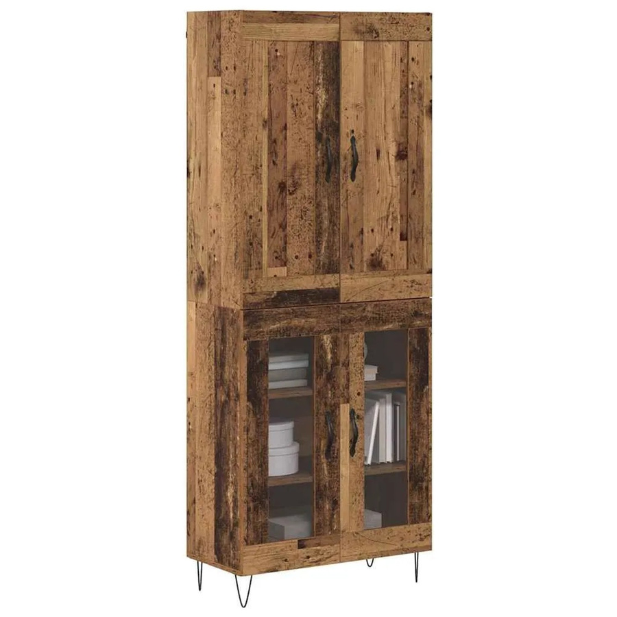 vidaXL Highboard Altholz im industriellen Look, braun, B/T/H: 69,5 x 34 x 180 cm - Bild 2