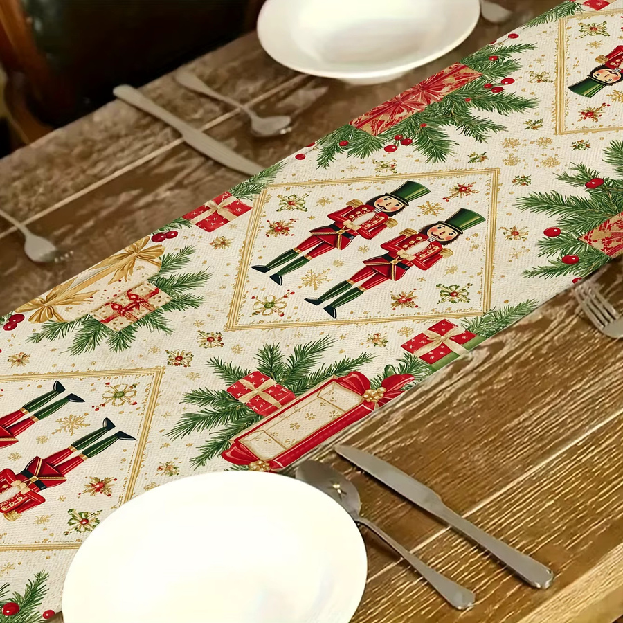 VIKAMA Weihnachts-Tischläufer mit Nussknacker-Motiv, mehrfarbig, B/H: 183 x 33 cm - Bild 3