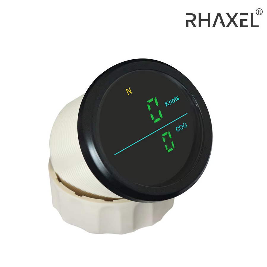 RHAXEL Universal-GPS-Tachometer mit Kompass für Marineboote, 0–999 km/h und Knoten, 12 V / 24 V, Weiß - Bild 2