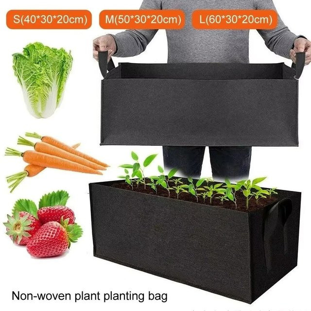 Quadratischer Pflanzbeutel aus schwarzem Filz für deinen Gemüsegarten - Bild 1