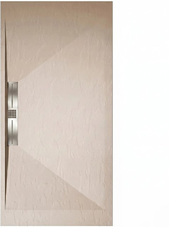 Mirlo Duschwanne Edis aus Mineralguss in Beige mit Ablaufschutz in Chrom, B/T: 70 x 180 cm