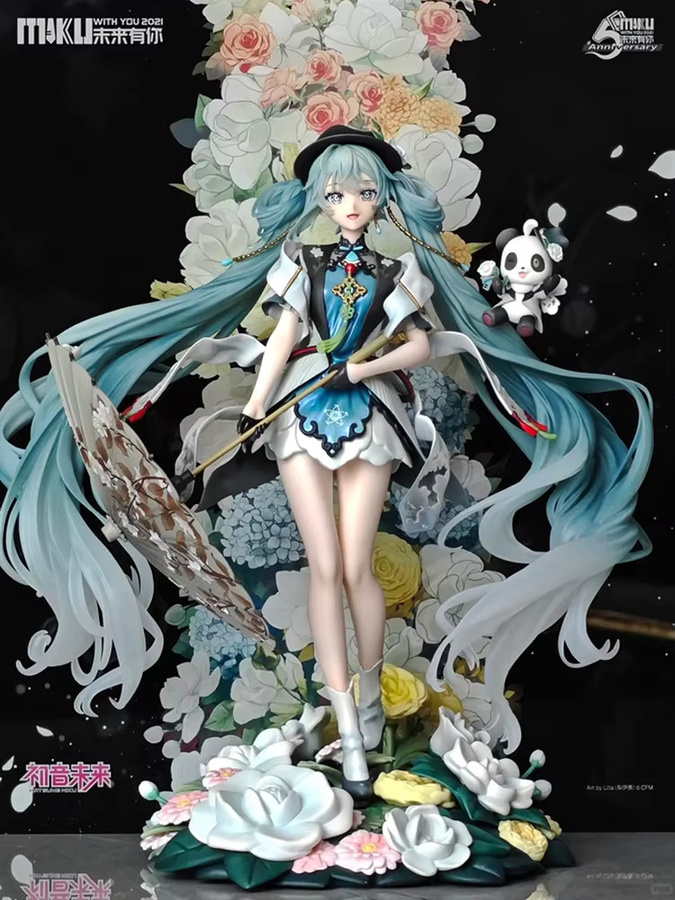 Bandai Hatsune Miku Anime-Figur aus PVC mit Panda-Regenschirm als Sammlermodell und Schreibtisch-Deko - Bild 3