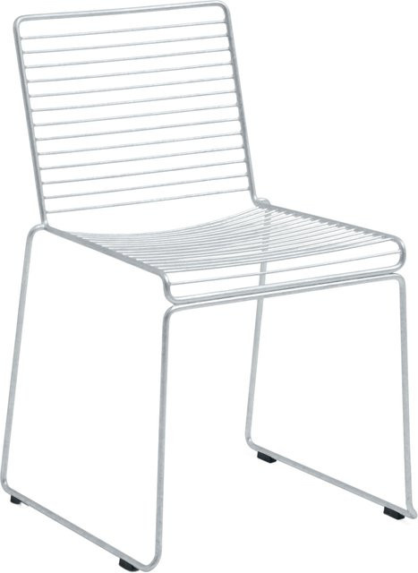HAY Hee Dining Chair aus lackiertem Metalldraht in Silber, stapelbar und wetterbeständig - Bild 1