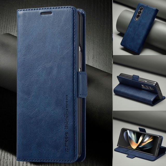 Business Lederhülle für Samsung Galaxy Z Fold mit Magnetischer Flip-Schutzhülle und Kartenfach in Schwarz oder Blau - Bild 1